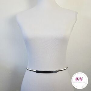 Stretchy Thin Silver Buckle Belt
